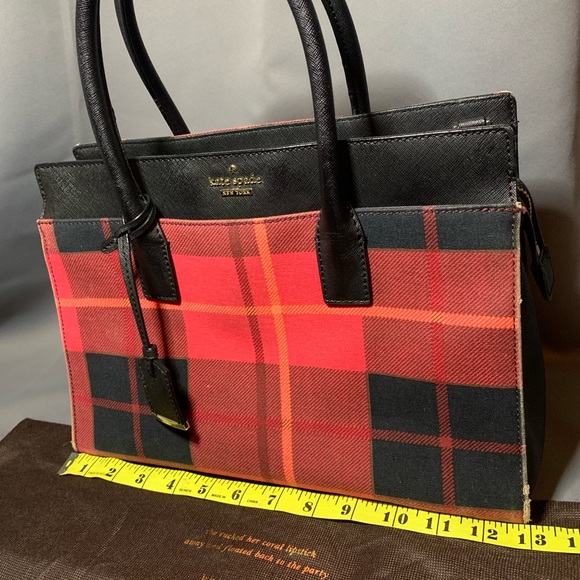 Kate Spade Cameron Street Red Plaid Candace Satchel Handbag - Picture 5 of 14